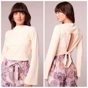 NWT Band of Gypsies Avril Ribbed Mock Neck Long Bell Sleeve Blouse Top Small